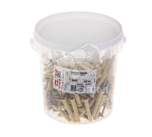 Дюбель-гвоздь 6х40 потайной бортик, нейлон (150шт)