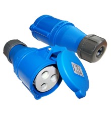 Вилка Lanmaster LAN-IEC-309-32A1P/F однофазная мама 32A 250V разборная синяя