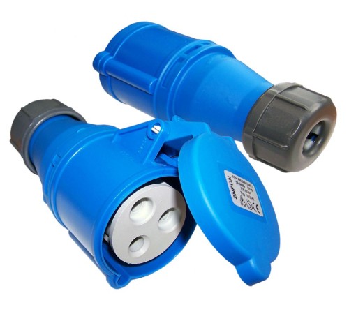 Вилка Lanmaster LAN-IEC-309-32A1P/F однофазная мама 32A 250V разборная синяя