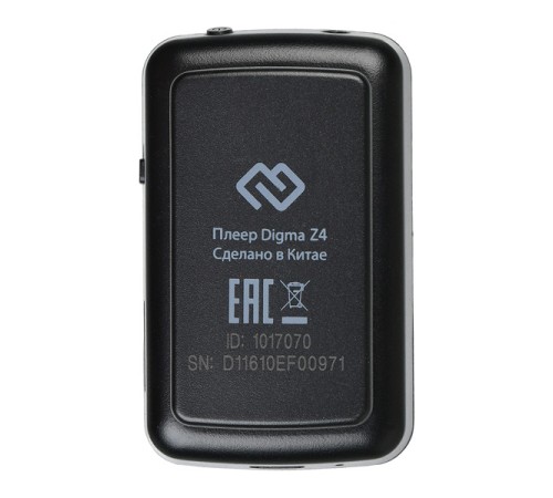 Плеер Hi-Fi Flash Digma Z4 BT 16Gb черный/1.5"/FM/microSDHC/clip Плеер Hi-Fi Flash Digma Z4 BT 16Gb черный/1.5"/FM/microSDHC/clip