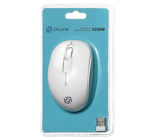 Мышь Оклик 505MW белый оптическая (1000dpi) беспроводная USB (3but)