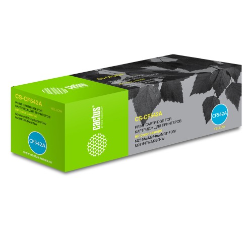 Картридж лазерный Cactus CS-CF542A CF542A желтый (1400стр.) для HP LJ M254dw/M280nw/M281fdn