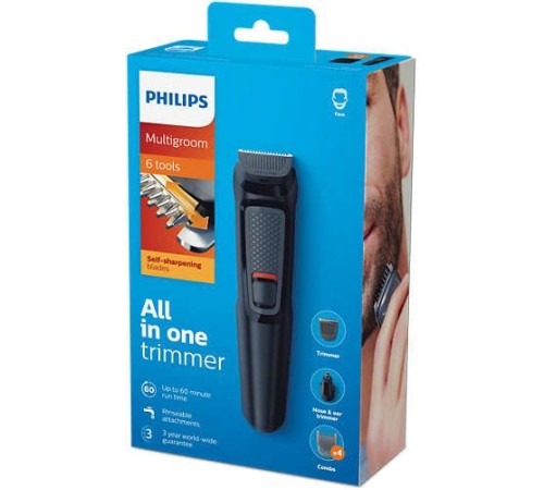 Триммер Philips MG3710/15 черный (насадок в компл:6шт)