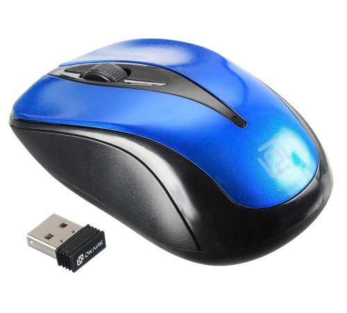 Мышь Оклик 675MW черный/синий оптическая (800dpi) беспроводная USB (2but)