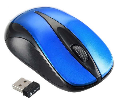 Мышь Оклик 675MW черный/синий оптическая (800dpi) беспроводная USB (2but)