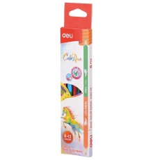 Карандаши цветные Deli EC00500 ColoRun липа 12цв. 2-х сторонние коробка/европод. (6шт)