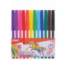 Фломастеры Deli EC10003 ColoRun Вентилируемый 12цв. пакет с европодвесом