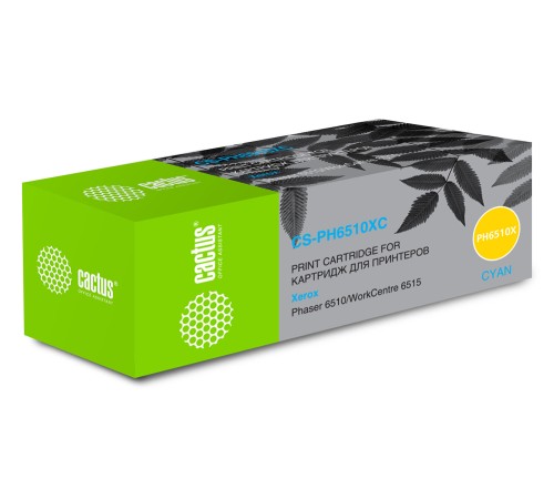 Картридж лазерный Cactus 106R03693 CS-PH6510XC голубой (4300стр.) для Xerox Phaser 6510/WC6515