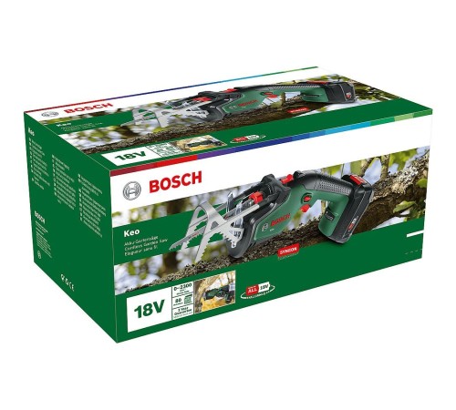 Аккумуляторная садовая сабельная пила Bosch KEO 18 LI, (1 АКБ и З/У) 18В, 2А*ч (0600861A00) (925907)