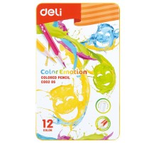 Карандаши цветные Deli EC00205 Color Emotion липа 12цв. мет.кор.