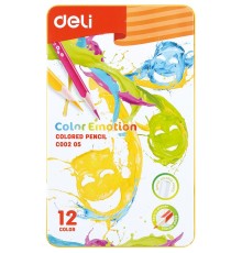 Карандаши цветные Deli EC00205 Color Emotion липа 12цв. мет.кор.