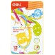 Карандаши цветные Deli EC00205 Color Emotion липа 12цв. мет.кор.