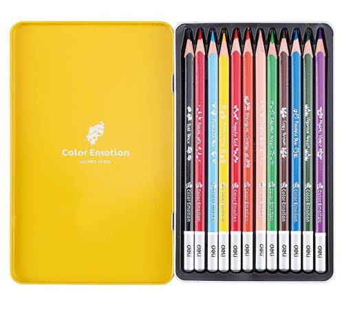 Карандаши цветные Deli EC00205 Color Emotion липа 12цв. мет.кор.