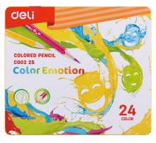 Карандаши цветные Deli EC00225 Color Emotion липа 24цв. мет.кор. (24шт)