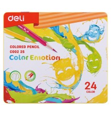 Карандаши цветные Deli EC00225 Color Emotion липа 24цв. мет.кор. (24шт)