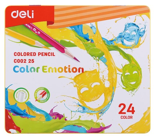 Карандаши цветные Deli EC00225 Color Emotion липа 24цв. мет.кор. (24шт)