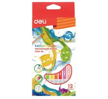 Карандаши цветные акварельные Deli EC00700 Color Emotion липа 12цв. коробка/европод.