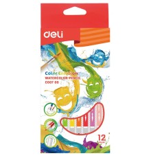 Карандаши цветные акварельные Deli EC00700 Color Emotion липа 12цв. коробка/европод.