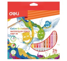 Карандаши цветные акварельные Deli EC00720 Color Emotion липа 24цв. коробка/европод. (24шт)