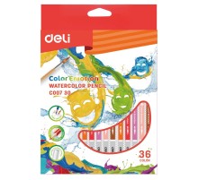 Карандаши цветные акварельные Deli EC00730 Color Emotion липа 36цв. коробка/европод.