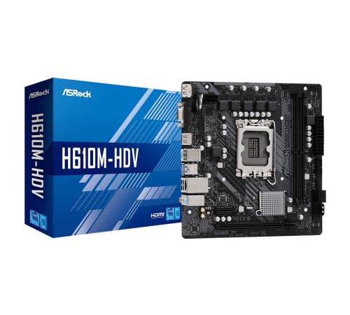 Материнская плата Asrock H610M-HDV Soc-1700 Intel H610 2xDDR4 mATX AC`97 8ch(7.1) GbLAN RAID+VGA+HDMI+DP
