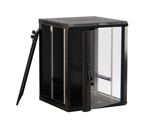 Шкаф серверный Hyperline (TWB-0666-GP-RAL9004) настенный 6U 600x600мм пер.дв.стекл 2 бок.пан. 60кг черный IP20 сталь Шкаф серверный Hyperline (TWB-0666-GP-RAL9004) настенный 6U 600x600мм пер.дв.стекл 2 бок.пан. 60кг черный IP20 сталь