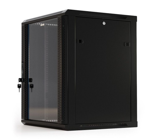 Шкаф серверный Hyperline (TWB-0666-GP-RAL9004) настенный 6U 600x600мм пер.дв.стекл 2 бок.пан. 60кг черный IP20 сталь Шкаф серверный Hyperline (TWB-0666-GP-RAL9004) настенный 6U 600x600мм пер.дв.стекл 2 бок.пан. 60кг черный IP20 сталь