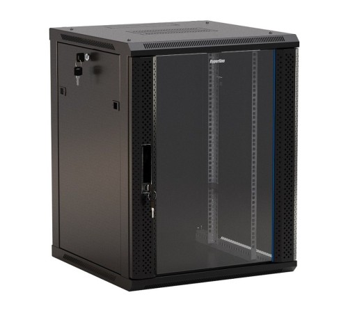 Шкаф серверный Hyperline (TWB-0666-GP-RAL9004) настенный 6U 600x600мм пер.дв.стекл 2 бок.пан. 60кг черный IP20 сталь Шкаф серверный Hyperline (TWB-0666-GP-RAL9004) настенный 6U 600x600мм пер.дв.стекл 2 бок.пан. 60кг черный IP20 сталь