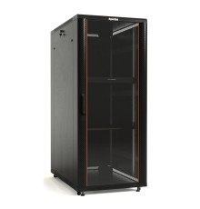 Шкаф серверный Hyperline (TTB-4268-AS-RAL9004) напольный 42U 600x800мм пер.дв.стекл задн.дв.спл.стал.лист 2 бок.пан. 800кг черный 710мм IP20 сталь