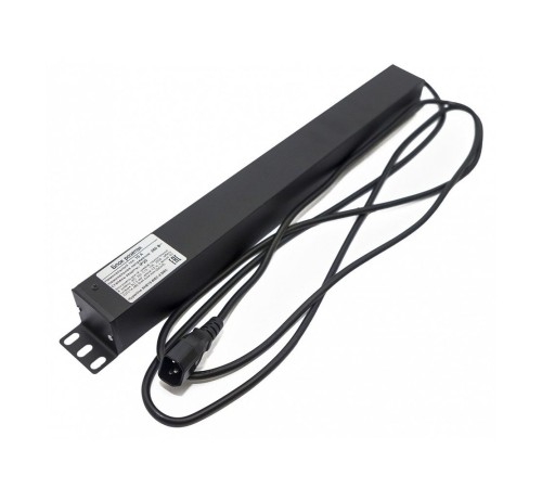 Hyperline SHE19-8IEC-2.5IEC Блок розеток для 19" шкафов, горизонтальный, 8 розеток IEC320 C13, кабель питания 2.5м (3х1.0мм2) с вилкой IEC320 C14 10A, 250В, 482.6x44.4x44.4мм (ШхГхВ), корпус алюминий, черный  (086778)