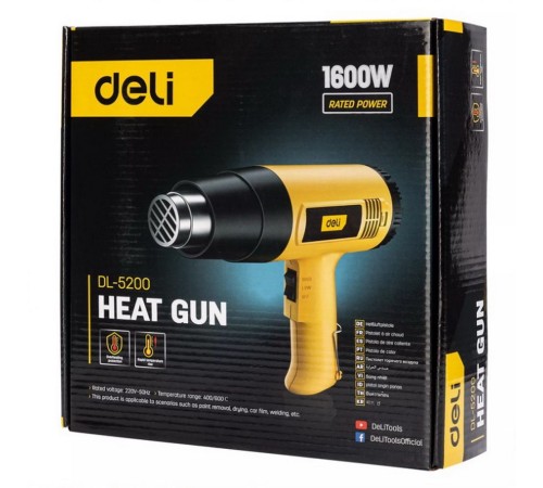 Фен технический Deli DL5200 (1600Вт, рабочая температура 400/590 град.)