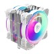 H120D (White) TDP: 200W Product Dimensions:123x154x106mm Heatsink Dimensions:154x123x58mm Heatsink Weight:518g Heat Pipe:O6mmx6pcs Fan Dimensions-:120x120x25mm