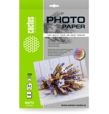 Фотобумага Cactus CS-MA4230100, A4, для струйной печати, 100л, 230г/м2, белый, покрытие матовое