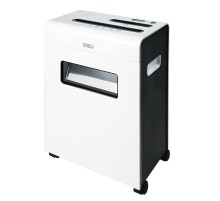 Шредер Deli E9911-EU белый (секр.P-4)/фрагменты/8лист./16лтр./скрепки/скобы/пл.карты/CD