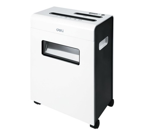 Шредер Deli E9911-EU белый (секр.P-4)/фрагменты/8лист./16лтр./скрепки/скобы/пл.карты/CD