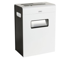 Шредер Deli E9903-EU белый/черный (секр.P-4)/фрагменты/12лист./23лтр./скрепки/скобы/пл.карты/CD