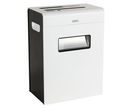 Шредер Deli E9903-EU белый/черный (секр.P-4)/фрагменты/12лист./23лтр./скрепки/скобы/пл.карты/CD