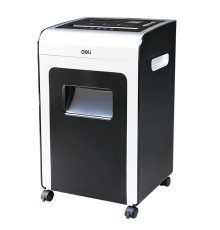 Шредер Deli E9917-EU черный/белый с автоподачей (секр.P-4)/фрагменты/16лист./31лтр./скрепки/скобы/пл.карты/CD