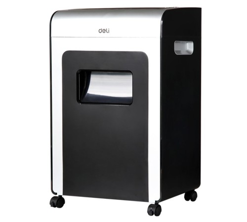 Шредер Deli E9917-EU черный/белый с автоподачей (секр.P-4)/фрагменты/16лист./31лтр./скрепки/скобы/пл.карты/CD