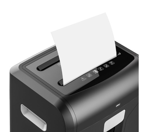 Шредер Deli E14400 черный (секр.P-4)/фрагменты/16лист./31лтр./скрепки/скобы/пл.карты/CD