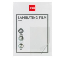Пленка для ламинирования Deli 80мкм A4 (100шт) глянцевая 216x303мм E3816
