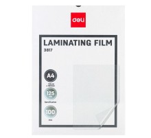 Пленка для ламинирования Deli 125мкм A4 (100шт) глянцевая 216x303мм с клеящим слоем E3817