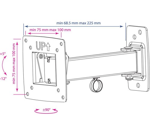 Кронштейн для телевизора Kromax OPTIMA-103 черный 10"-28" макс.25кг настенный поворотно-выдвижной и наклонный Кронштейн для телевизора Kromax OPTIMA-103 черный 10"-28" макс.25кг настенный поворотно-выдвижной и наклонный