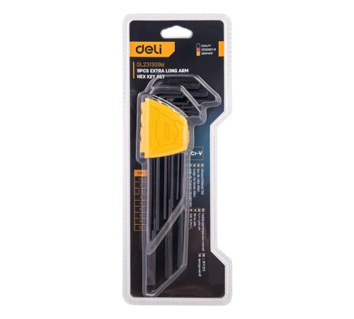 Ключи Deli Набор шестигранных ключей сверхдлинных Deli DL231309H 9 шт размеры 1,5,2,2,5,3,4,5,6,8,10мм, пластиковый держатель Ключи Deli Набор шестигранных ключей сверхдлинных Deli DL231309H 9 шт размеры 1,5,2,2,5,3,4,5,6,8,10мм, пластиковый держатель