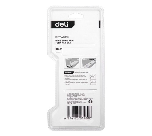Ключи Deli Набор шестигранных ключей «TORX" удлиненных Deli DL234209H 9 шт размеры T10,T15,T20,T25,T27,T30,T40,T45,T50, пластиковый держатель Ключи Deli Набор шестигранных ключей «TORX" удлиненных Deli DL234209H 9 шт размеры T10,T15,T20,T25,T27,T30,T40,T45,T50, пластиковый держатель