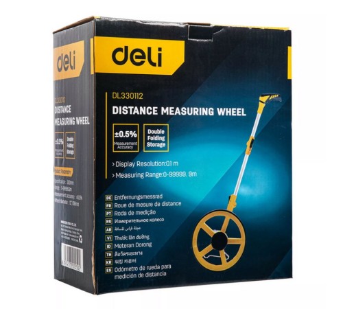 Измерительный и разметочный инструмент Deli Измерительное колесо с механическим счетчиком (курвиметр) Deli DL330112 диаметр 300мм, точность ±0,5%, значение деления 0,1 мм, складная конструкция