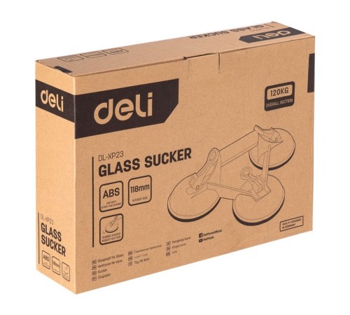 Присоски Deli Присоска для стекла (стеклодомкрат) тройная Deli DL-XP23 3*118мм, грузоподъемность 120кг Присоски Deli Присоска для стекла (стеклодомкрат) тройная Deli DL-XP23 3*118мм, грузоподъемность 120кг
