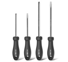 Набор отверток "Home Series Black" Deli HT1004 4шт  SL5x100+SL6x150+PH1x100+PH2x150, эксклюзивный дизайн, рукоятка из высококачественного софттач пластика