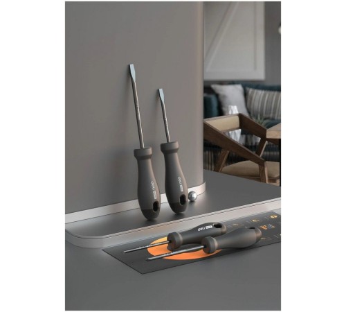 Набор отверток "Home Series Black" Deli HT1004 4шт  SL5x100+SL6x150+PH1x100+PH2x150, эксклюзивный дизайн, рукоятка из высококачественного софттач пластика