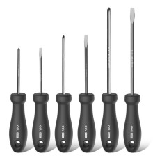 Набор отверток "Home Series Black" Deli HT1006 6шт  SL3x75+SL5x100+SL6x150+PH0x75+PH1x100+PH2x150, эксклюзивный дизайн, рукоятка из высококачественного софттач пластика